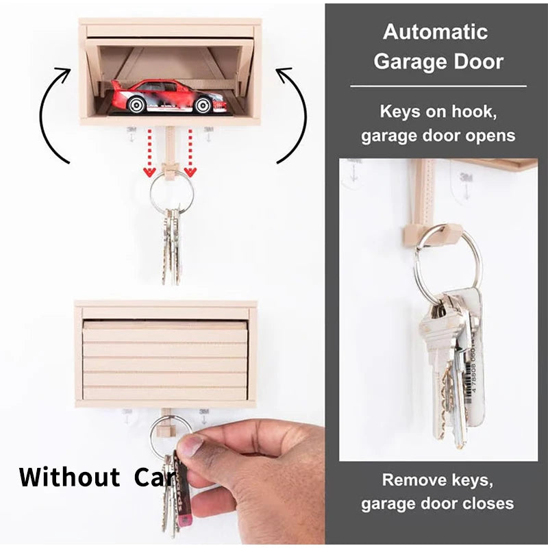 Wooden Wall Key Rack Space Saver Garage Organizer